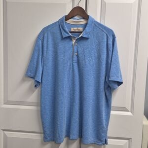 Tommy Bahama Mens Polo Embroidered Marlin Logo, Heathered Blue Fabric, Size XL